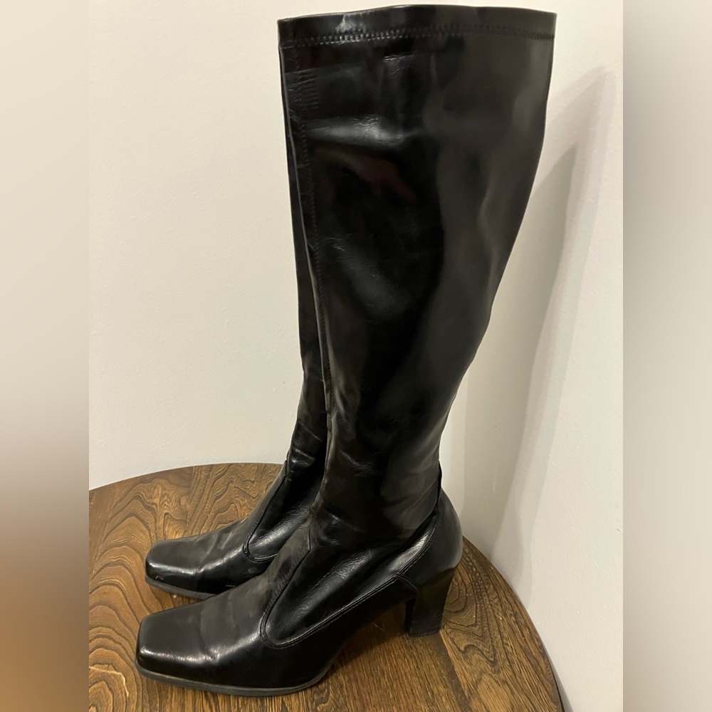 Women’s Vintage Franco Sarto Tall Vegan Leather Heel Boots Size 10